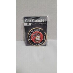 Elektroplate Black Red United States Marine Corps Car Coaster